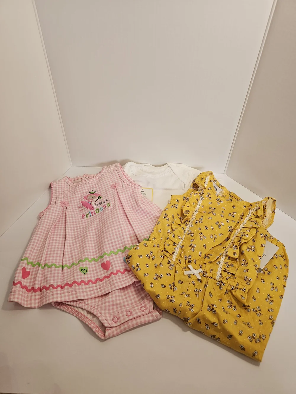 NWT - Baby Girls Summer Onesie & Dresses Lot - Pink, Yellow, White, Black - Picture 3 of 16